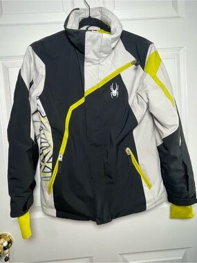 Spyder Black White Lime Colorblock Ski Jacket